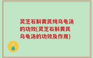 灵芝石斛黄芪炖乌龟汤的功效(灵芝石斛黄芪乌龟汤的功效及作用)
