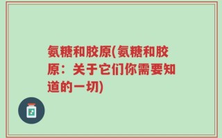 氨糖和胶原(氨糖和胶原：关于它们你需要知道的一切)