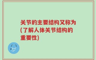 关节的主要结构又称为(了解人体关节结构的重要性)