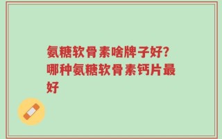 氨糖软骨素啥牌子好？哪种氨糖软骨素钙片最好