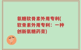 氨糖软骨素外用专利(软骨素外用专利：一种创新氨糖药膏)