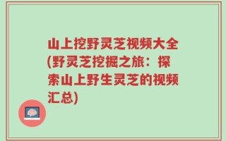 山上挖野灵芝视频大全(野灵芝挖掘之旅：探索山上野生灵芝的视频汇总)