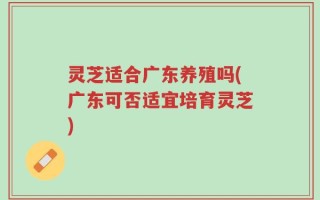灵芝适合广东养殖吗(广东可否适宜培育灵芝)