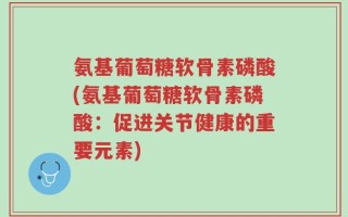 氨基葡萄糖软骨素磷酸(氨基葡萄糖软骨素磷酸：促进关节健康的重要元素)