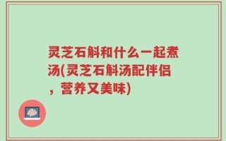 灵芝石斛和什么一起煮汤(灵芝石斛汤配伴侣，营养又美味)