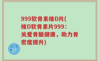 999软骨素维D片(维D软骨素片999：关爱骨骼健康，助力骨密度提升)