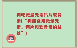 狗吃微量元素钙片软骨素(“狗能食用微量元素、钙片和软骨素的益处”)