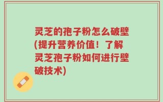 灵芝的孢子粉怎么破壁(提升营养价值！了解灵芝孢子粉如何进行壁破技术)