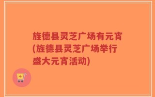 旌德县灵芝广场有元宵(旌德县灵芝广场举行盛大元宵活动)
