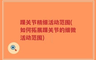 踝关节精细活动范围(如何拓展踝关节的细微活动范围)