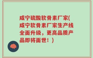 咸宁硫酸软骨素厂家(咸宁软骨素厂家生产线全面升级，更高品质产品即将面世！)