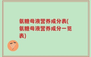 氨糖母液营养成分表(氨糖母液营养成分一览表)