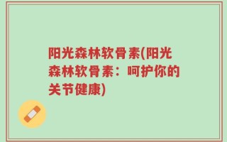 阳光森林软骨素(阳光森林软骨素：呵护你的关节健康)