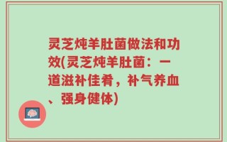 灵芝炖羊肚菌做法和功效(灵芝炖羊肚菌：一道滋补佳肴，补气养血、强身健体)