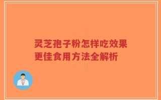 灵芝孢子粉怎样吃效果更佳食用方法全解析