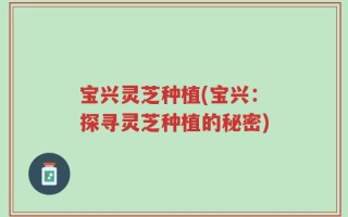 宝兴灵芝种植(宝兴：探寻灵芝种植的秘密)