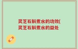 灵芝石斛煮水的功效(灵芝石斛煮水的益处