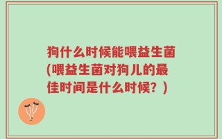 狗什么时候能喂益生菌(喂益生菌对狗儿的最佳时间是什么时候？)