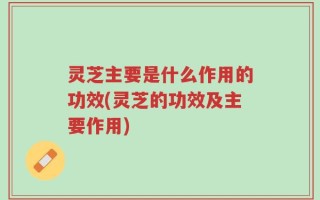 灵芝主要是什么作用的功效(灵芝的功效及主要作用)