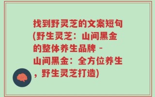找到野灵芝的文案短句(野生灵芝：山间黑金的整体养生品牌 - 山间黑金：全方位养生，野生灵芝打造)