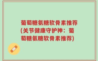 葡萄糖氨糖软骨素推荐(关节健康守护神：葡萄糖氨糖软骨素推荐)