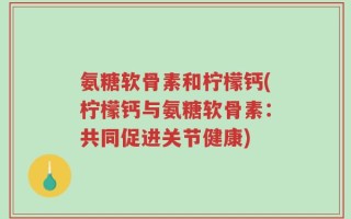 氨糖软骨素和柠檬钙(柠檬钙与氨糖软骨素：共同促进关节健康)