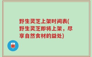 野生灵芝上架时间表(野生灵芝即将上架，尽享自然食材的益处)