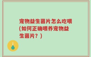 宠物益生菌片怎么吃喂(如何正确喂养宠物益生菌片？)