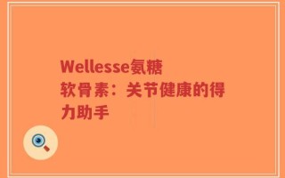 Wellesse氨糖软骨素：关节健康的得力助手