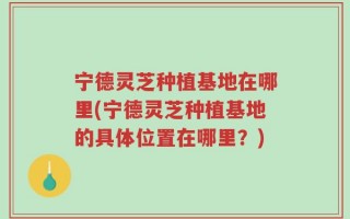 宁德灵芝种植基地在哪里(宁德灵芝种植基地的具体位置在哪里？)
