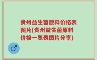 贵州益生菌原料价格表图片(贵州益生菌原料价格一览表图片分享)