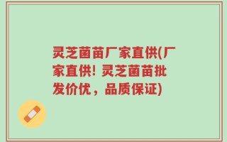 灵芝菌苗厂家直供(厂家直供! 灵芝菌苗批发价优，品质保证)