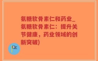 氨糖软骨素仁和药业_氨糖软骨素仁：提升关节健康，药业领域的创新突破)
