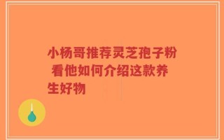 小杨哥推荐灵芝孢子粉 看他如何介绍这款养生好物