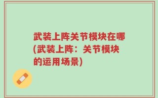 武装上阵关节模块在哪(武装上阵：关节模块的运用场景)