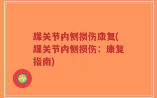 踝关节内侧损伤康复(踝关节内侧损伤：康复指南)