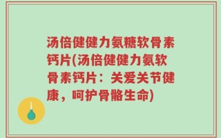汤倍健健力氨糖软骨素钙片(汤倍健健力氨软骨素钙片：关爱关节健康，呵护骨骼生命)