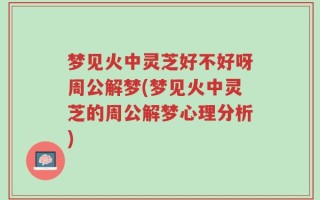 梦见火中灵芝好不好呀周公解梦(梦见火中灵芝的周公解梦心理分析)