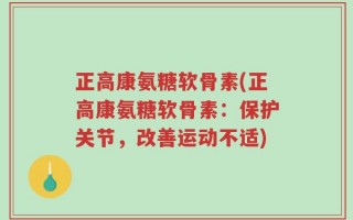 正高康氨糖软骨素(正高康氨糖软骨素：保护关节，改善运动不适)
