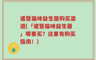 诸暨猫咪益生菌购买渠道(「诸暨猫咪益生菌」哪里买？这里有购买指南！)