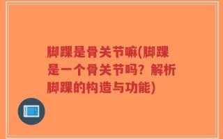 脚踝是骨关节嘛(脚踝是一个骨关节吗？解析脚踝的构造与功能)