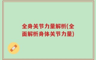 全身关节力量解析(全面解析身体关节力量)