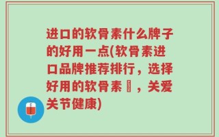 进口的软骨素什么牌子的好用一点(软骨素进口品牌推荐排行，选择好用的软骨素墊，关爱关节健康)