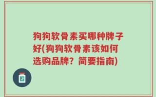 狗狗软骨素买哪种牌子好(狗狗软骨素该如何选购品牌？简要指南)
