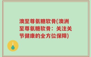 澳至尊氨糖软骨(澳洲至尊氨糖软骨：关注关节健康的全方位保障)