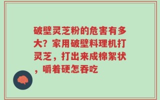 破壁灵芝粉的危害有多大？家用破壁料理机打灵芝，打出来成棉絮状，嚼着硬怎吞吃