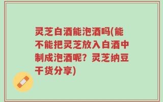 灵芝白酒能泡酒吗(能不能把灵芝放入白酒中制成泡酒呢？灵芝纳豆干货分享)