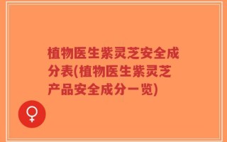 植物医生紫灵芝安全成分表(植物医生紫灵芝产品安全成分一览)