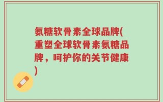 氨糖软骨素全球品牌(重塑全球软骨素氨糖品牌，呵护你的关节健康)