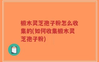 椴木灵芝孢子粉怎么收集的(如何收集椴木灵芝孢子粉)